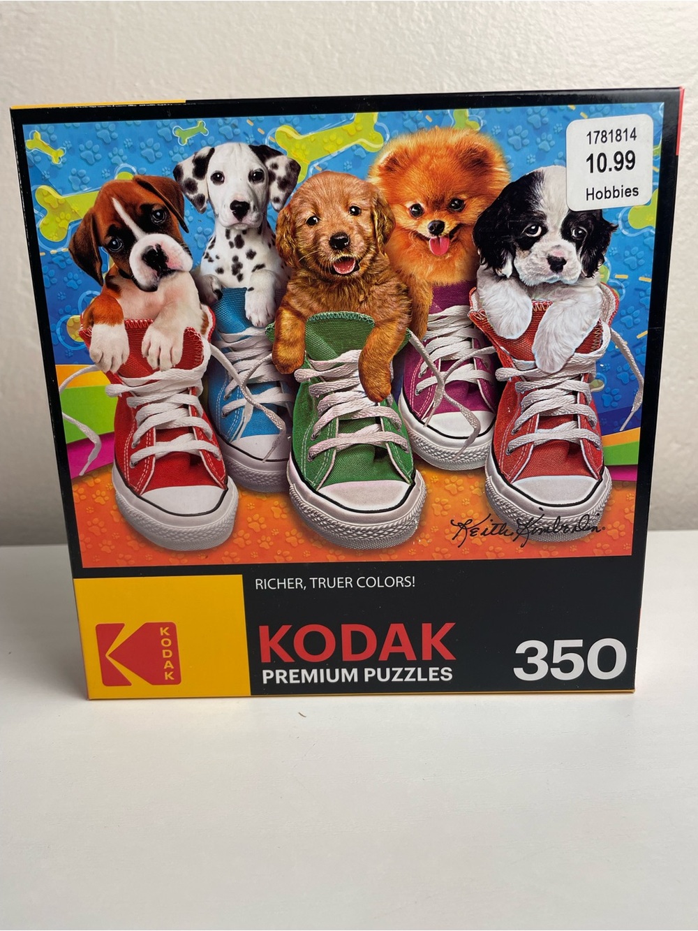 Kodak Puppies in Colorful Sneakers Puzzle - Red, Blue, Green, Pink